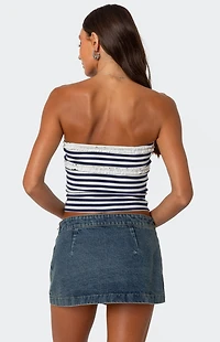 Edikted Striped Eyelet Trim Tube Top