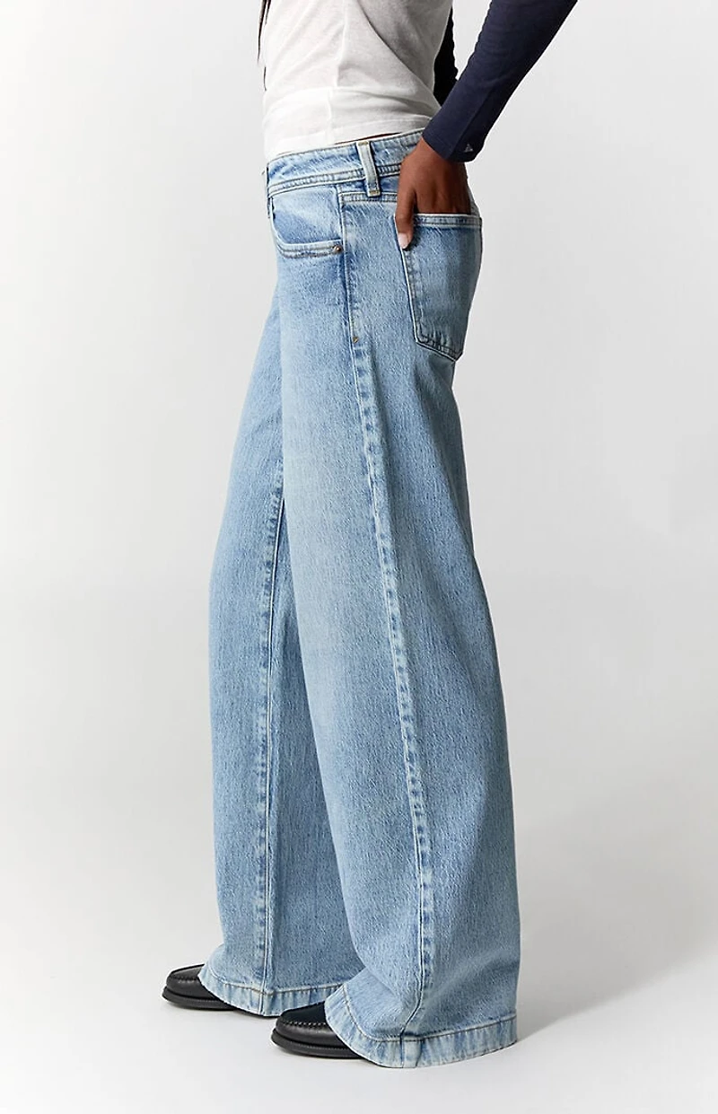 Pacsun Kaia Ultimate Low Rise Baggy Jeans Stretch Light Blue
