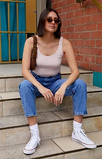 John Galt Pink Sheena Cropped Tank Top