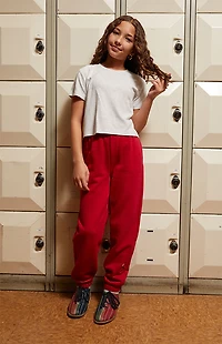 Pacsun Kids Heather Gray Brushed Solid Ribbed T-Shirt