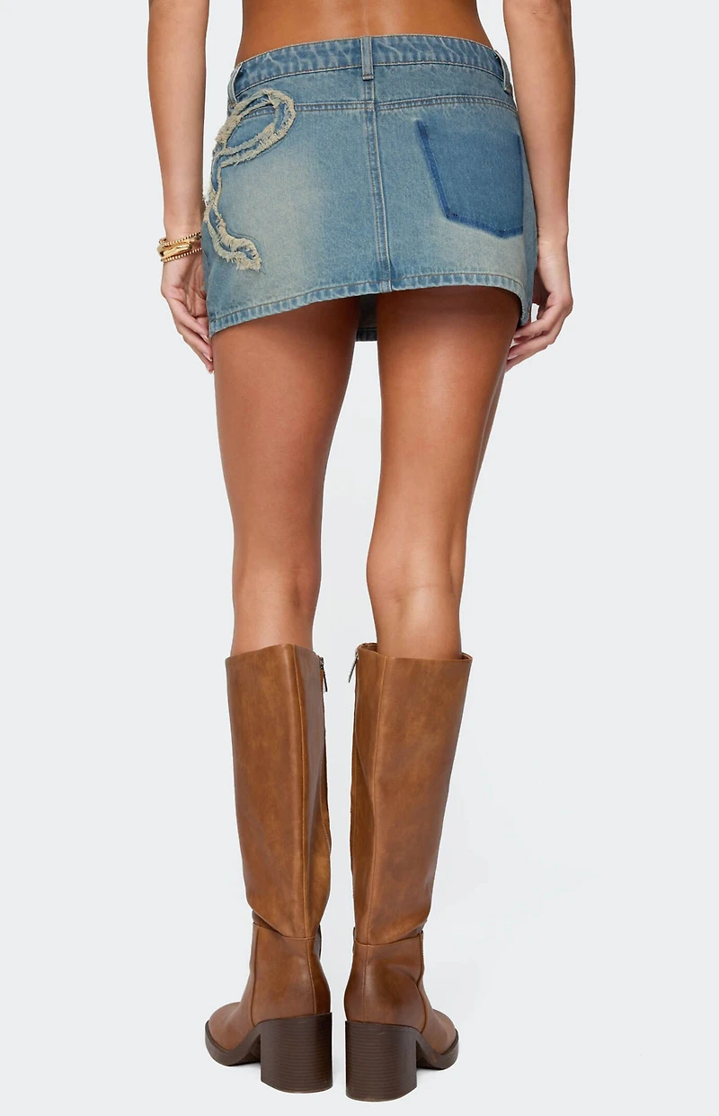 Edikted Bowiee Denim Mini Skirt