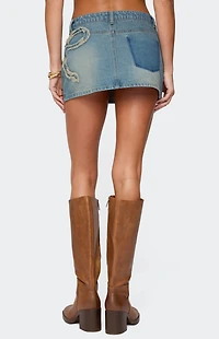 Edikted Bowiee Denim Mini Skirt