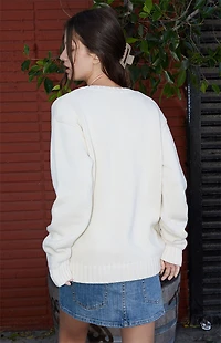 John Galt Cream Flag Crew Neck Sweater