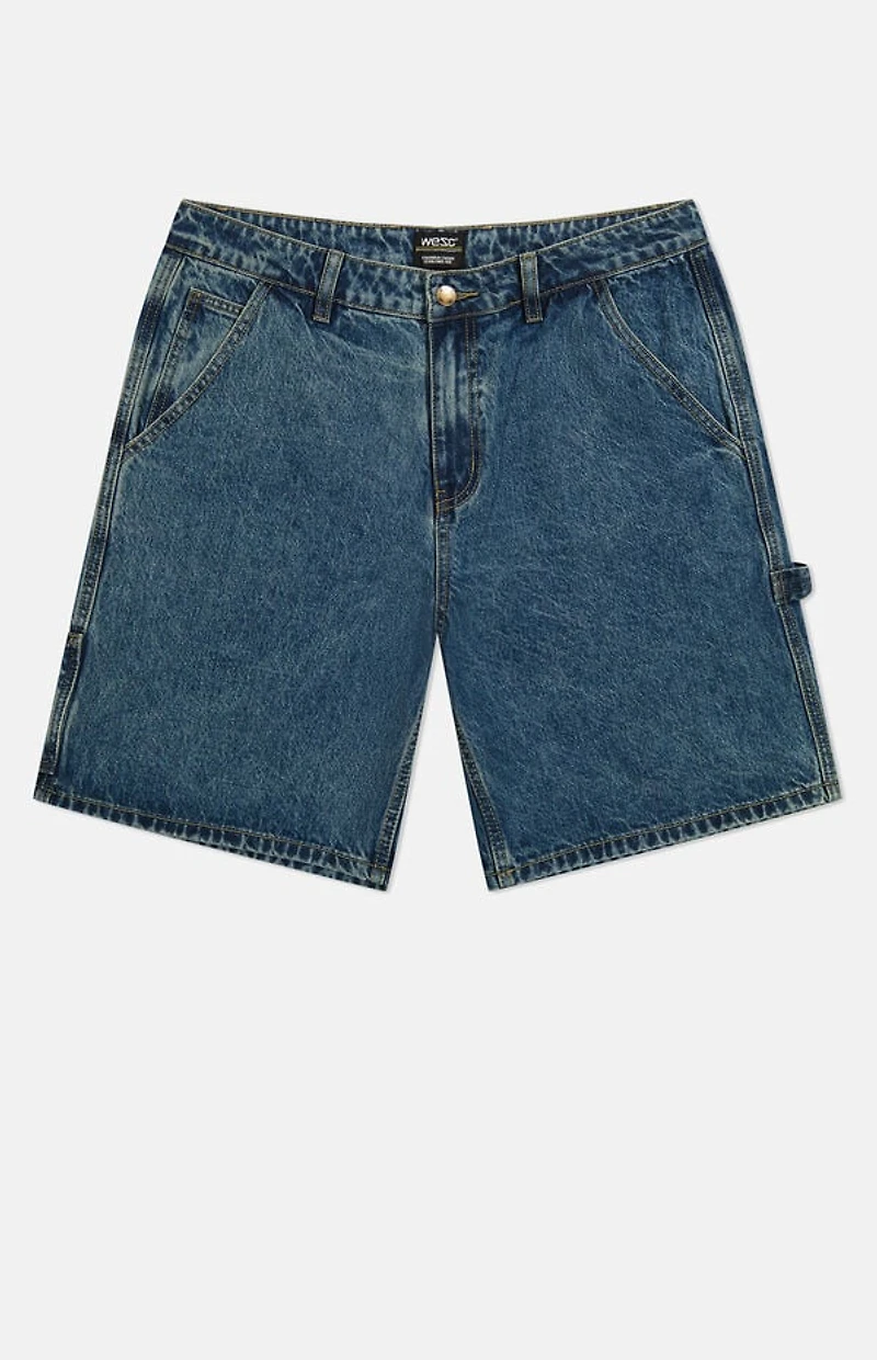 WeSC America Inc Medium Blue Denim Carpenter Baggy Shorts