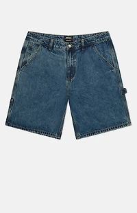 WeSC Medium Blue Denim Carpenter Baggy Shorts