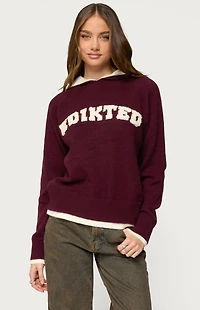 Edikted Varsity Contrast Layered Knit Hoodie