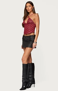 Edikted Luella Studded Faux Leather Mini Skort