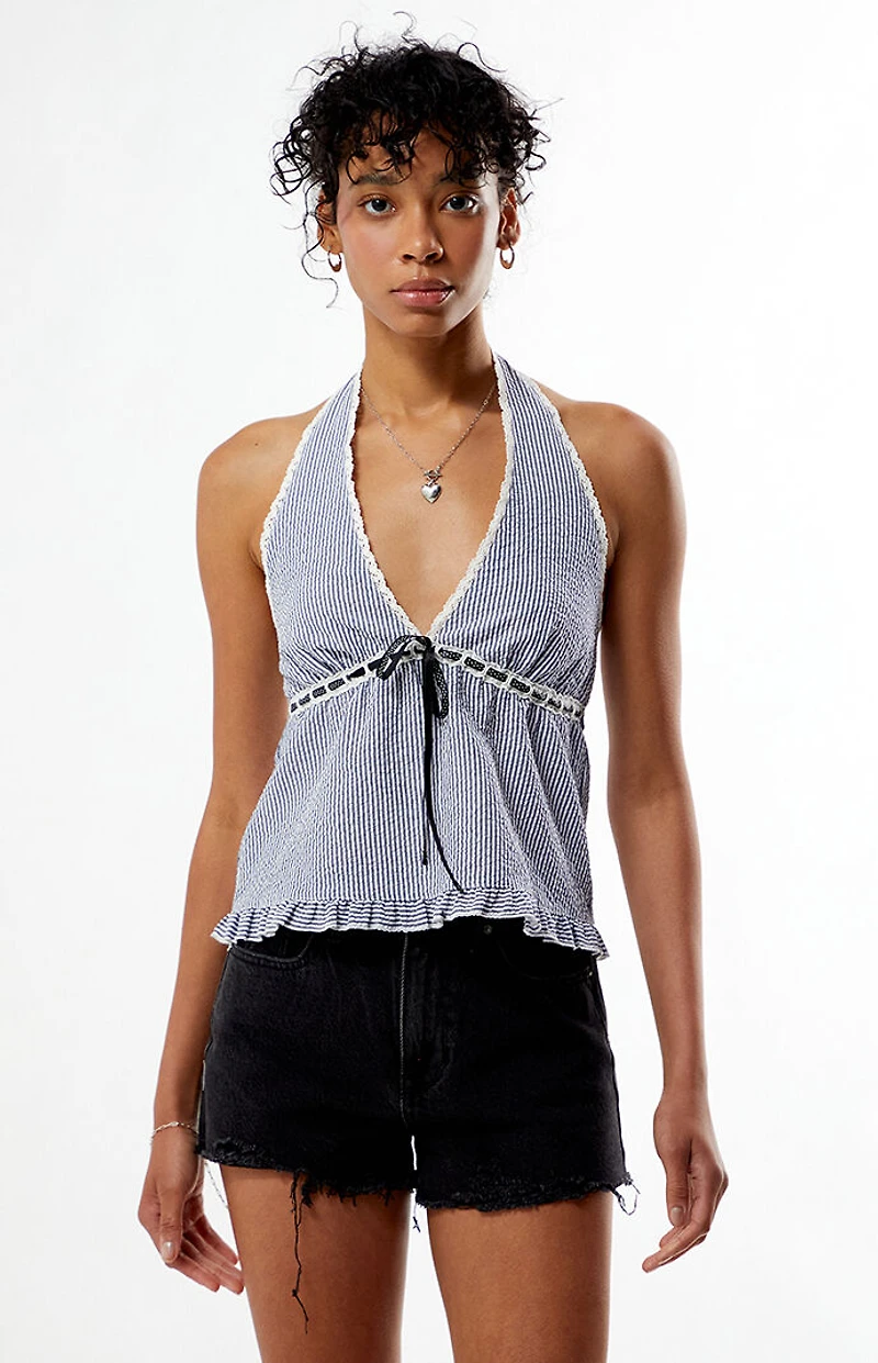 Your Favorite Noelle Pinstripe Halter Top