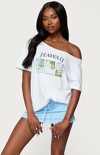 Edikted Hawaiian Babe off Shoulder T-Shirt