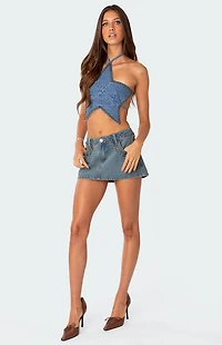 Edikted Starlet Studded Denim Crop Top