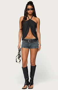 Edikted Stasia Sparkly Knit Split Front Top