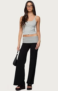 Edikted Wide Leg Contrast Fold Over Pants