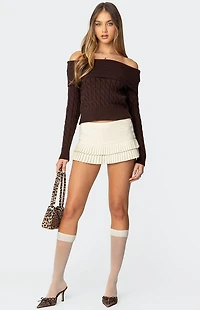 Edikted Glenn Fold Over Cable Knit Sweater