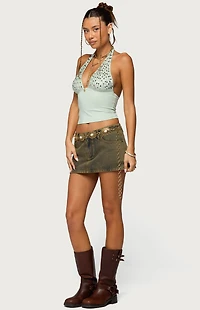 Edikted Sequin Plunge Neck Halter Top