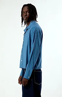 Pacsun Blue Striped Boxy Long Sleeve Shirt