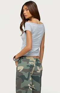 Edikted Calie Off Shoulder V Neck Top