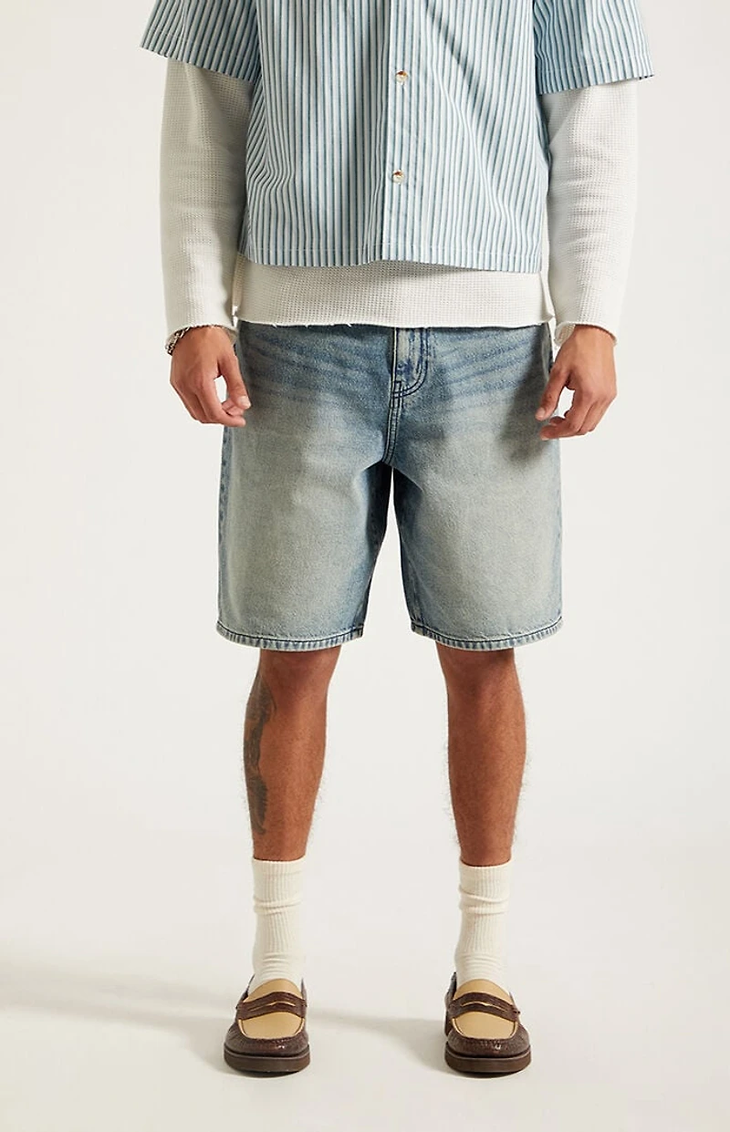 Pacsun Parker Baggy Jean Shorts Medium Blue Tint