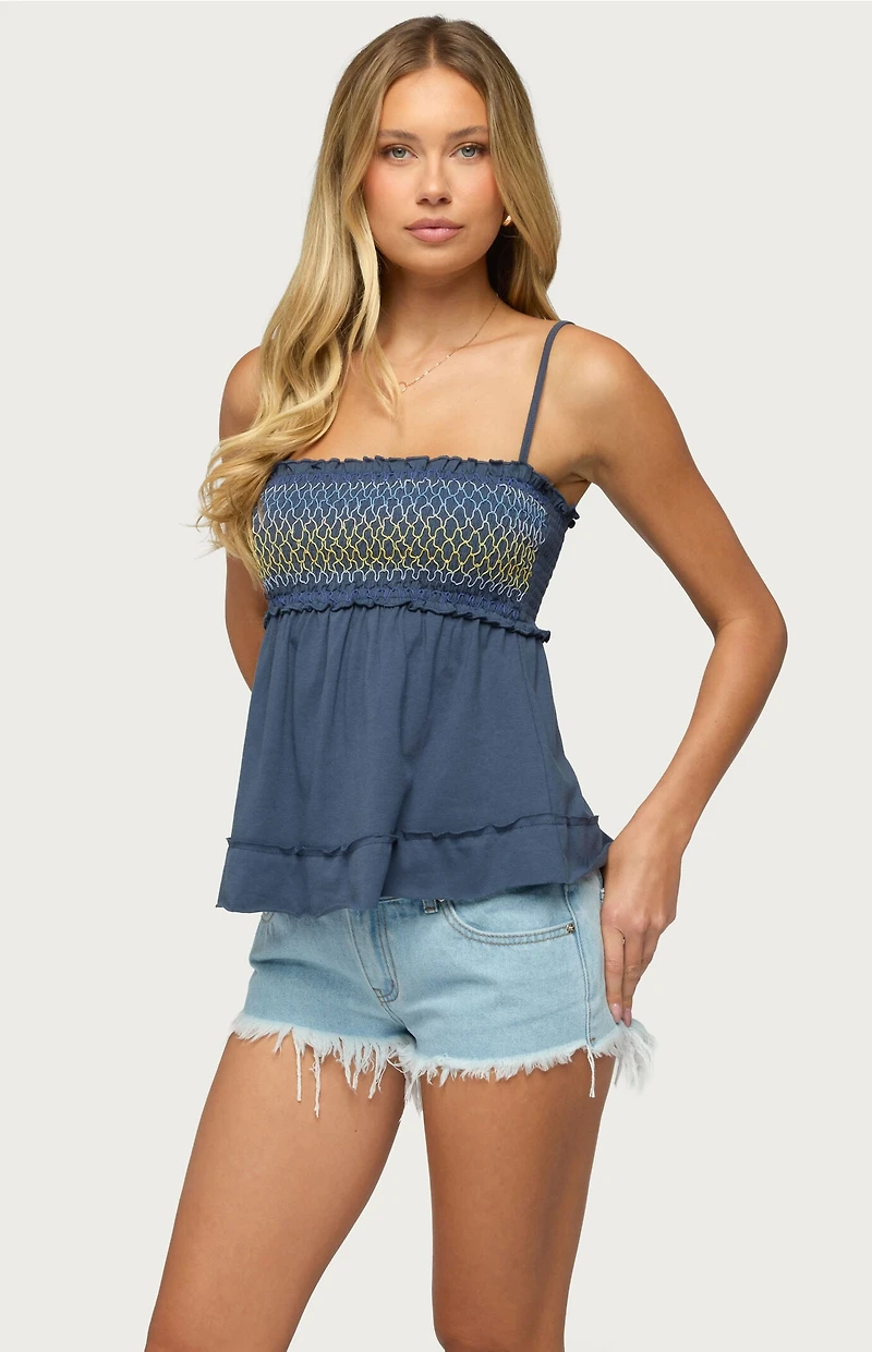 Edikted Kelsy Smocked Tank Top