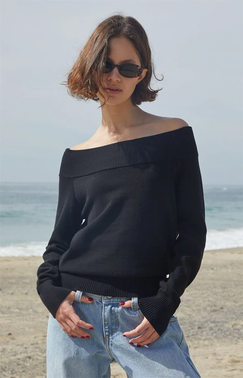 John Galt Black Renata Off-The-Shoulder Sweater