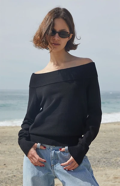 John Galt Black Renata Off-The-Shoulder Sweater
