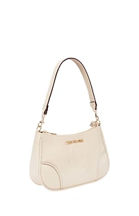 True Religion Cream Trapunto Logo Shoulder Bag