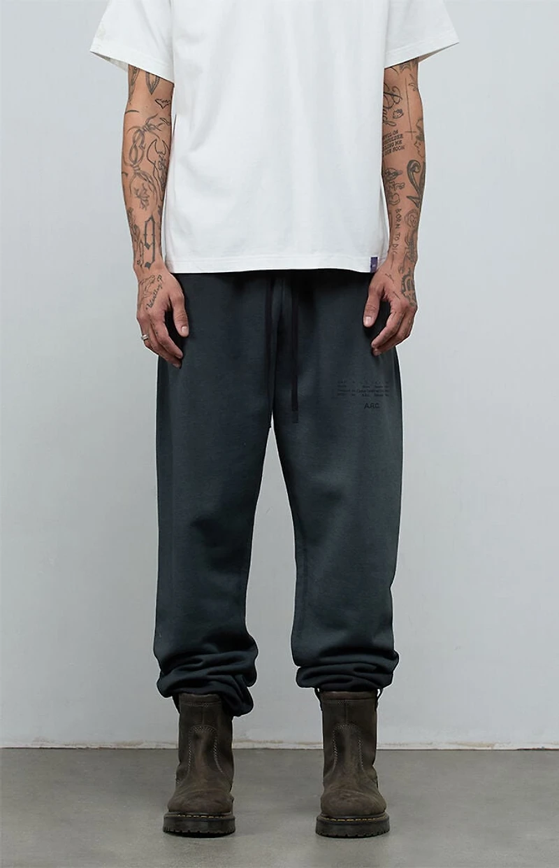 A.R.C. Black Washed Heavyweight Fleece Baggy Sweatpants