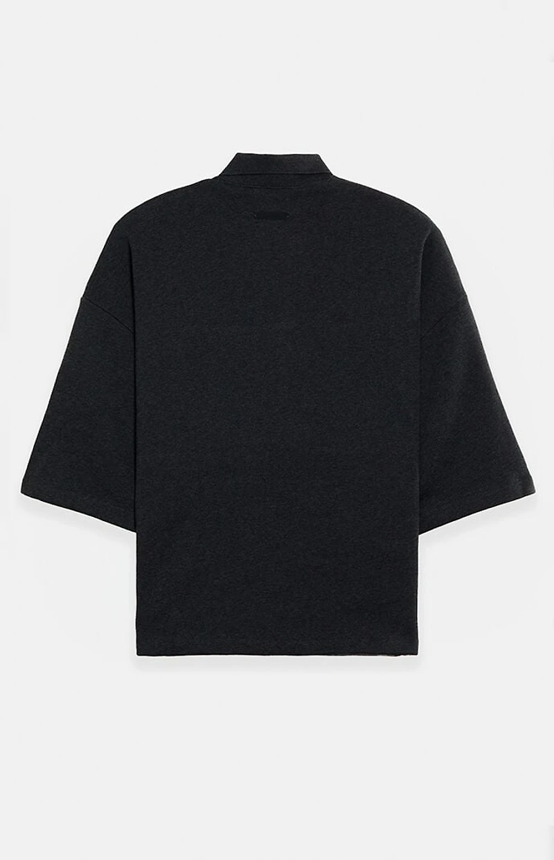 Fear of God ESSENTIALS Iron Grey Heather Paneled Cropped Polo Shirt