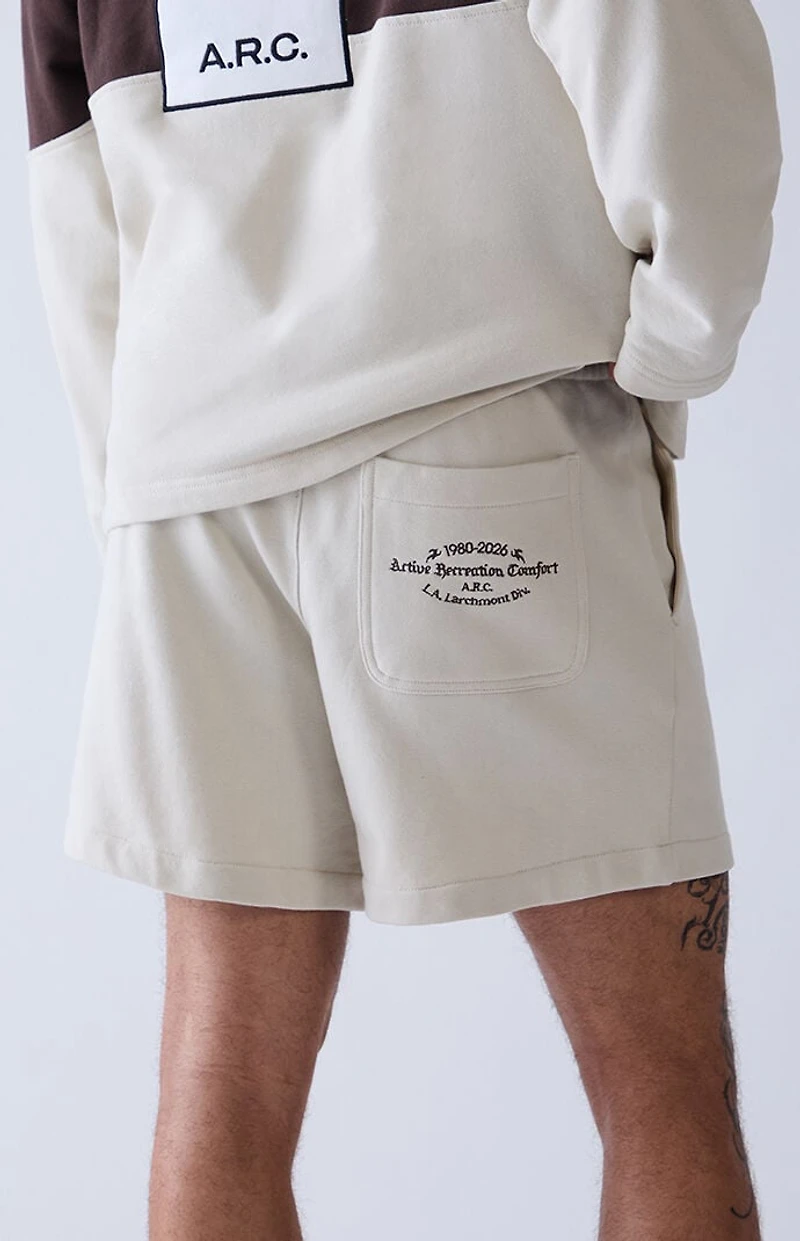 A.R.C. Cream Fleece Sweat Shorts