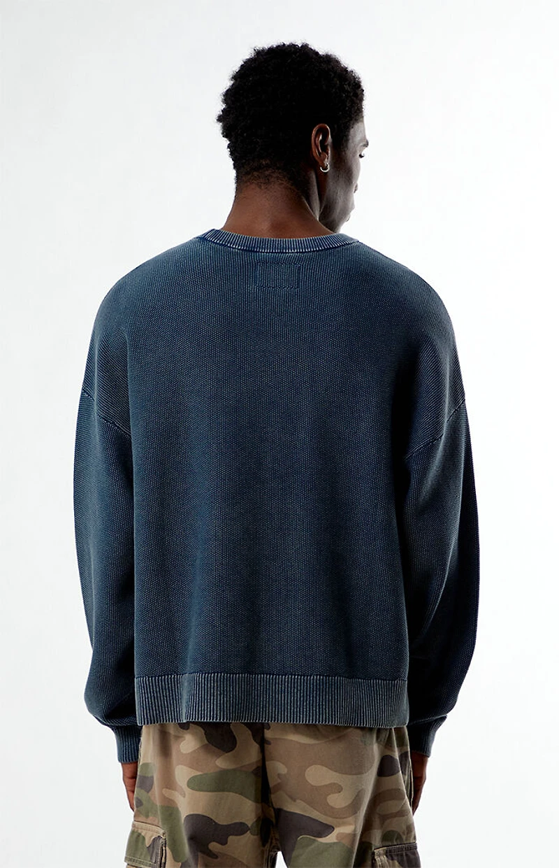 Pacsun Blue Textured Crew Neck Sweater
