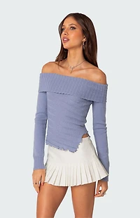 Edikted Sonya Fold Over Knit Top