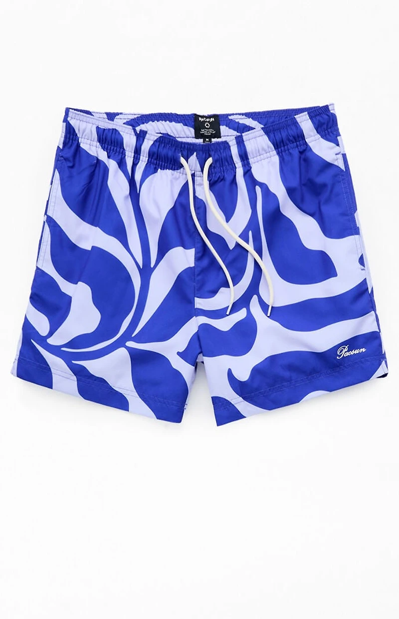 Pacsun Blue Vines AOP 4.5'' Swim Trunks