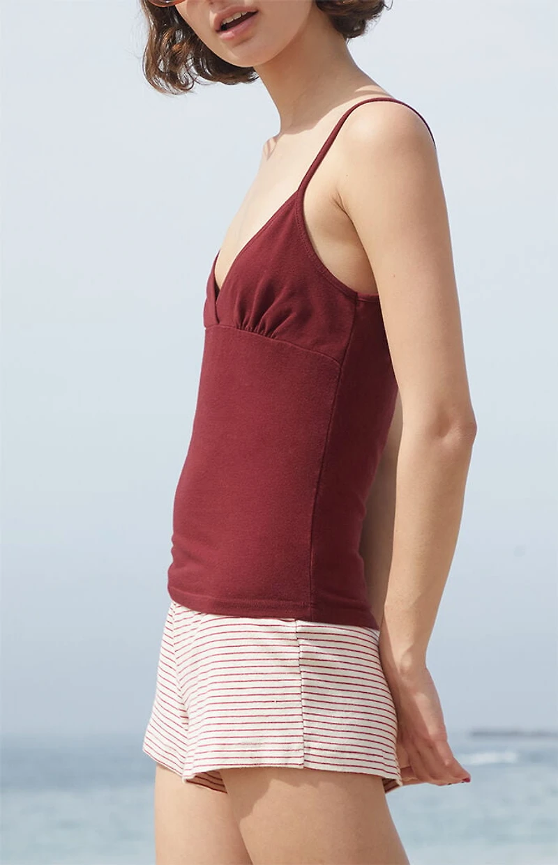 John Galt Burgundy Overlap Tank Top