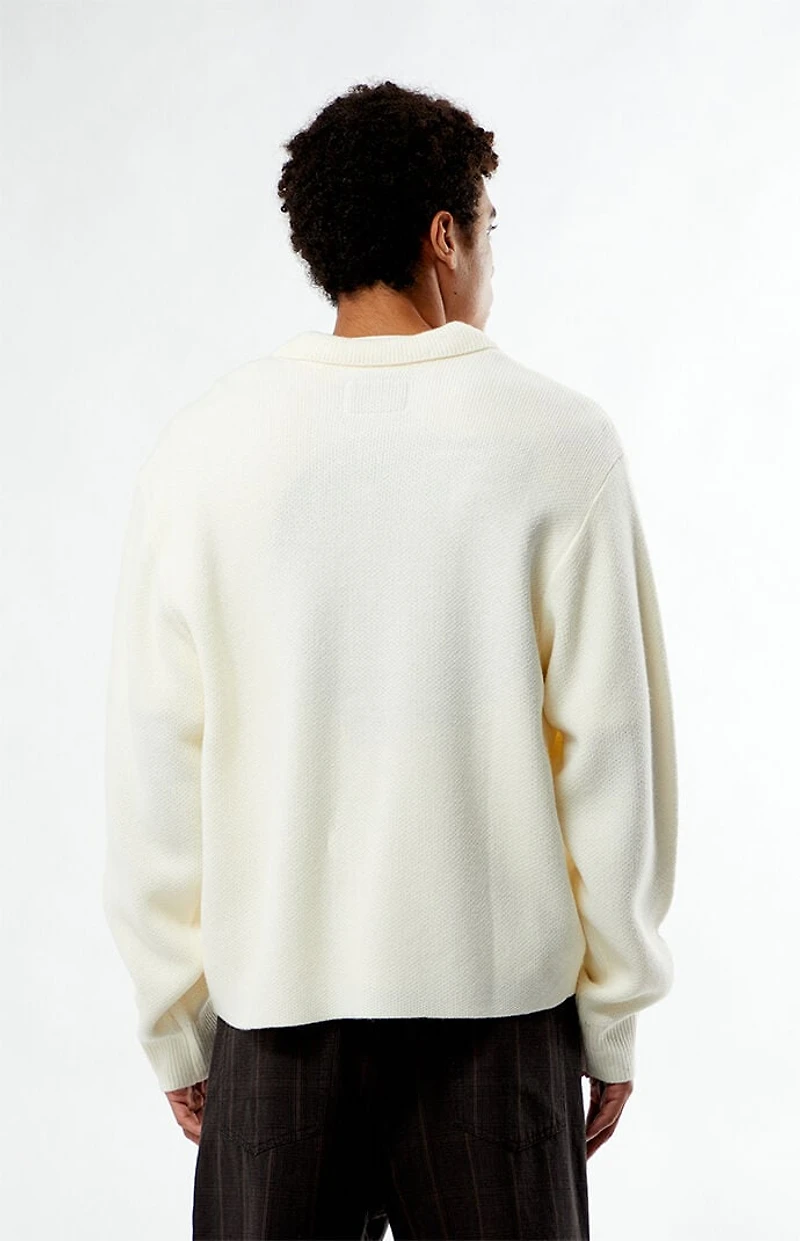Pacsun Cream Button Front Polo Sweater