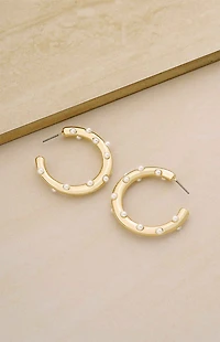 Ettika Spotted Pearl Hoop Earrings