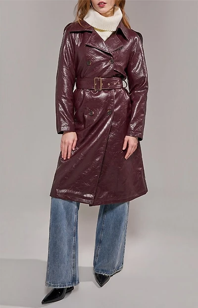 AZALEA WANG Vivenne Merlot Trench Coat