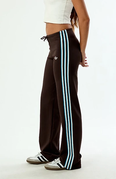adidas Brown 3-Stripe Slouchy Straight Leg Track Pants