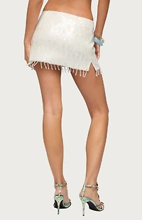 Edikted Dalis Fringed Sequin Mini Skirt