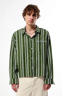 Pacsun Green Striped Hutton Long Sleeve Shirt