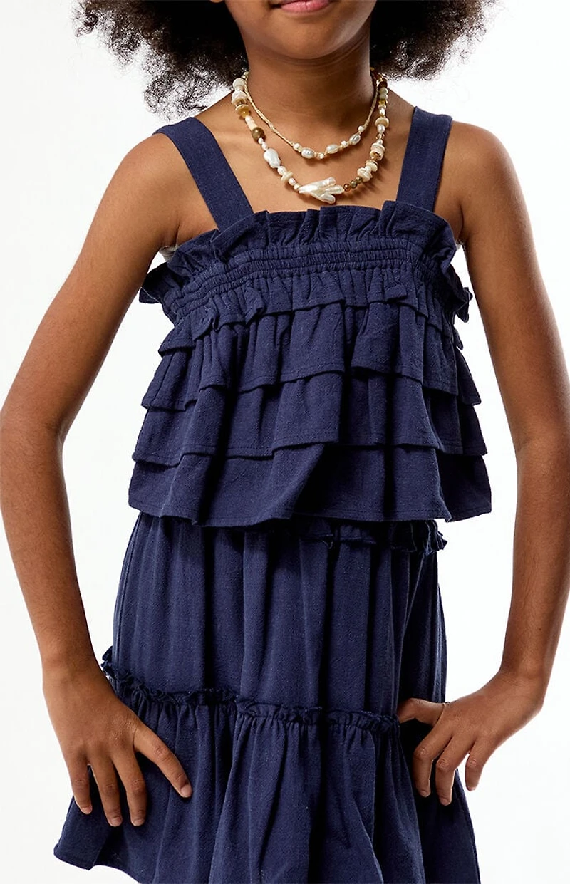 Pacsun Kids Navy Ruffle Tank Top