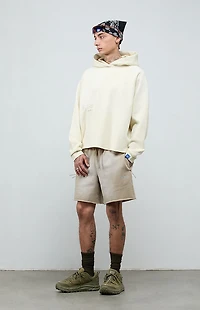 A.R.C. Light Gray Vintage Wash Heavyweight Raglan Cutoff Oversized Fleece Hoodie