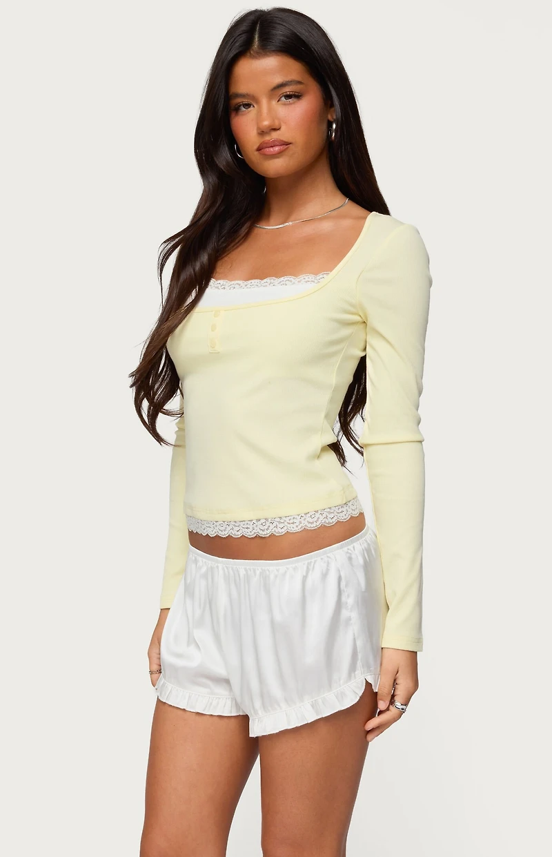 Edikted Joana Layered Lacey Henley Top