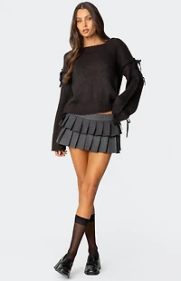 Edikted Double Pleated Pinstripe Mini Skort