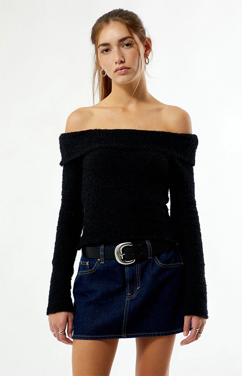 Pacsun Faux Leather Half Moon Metal Buckle Belt