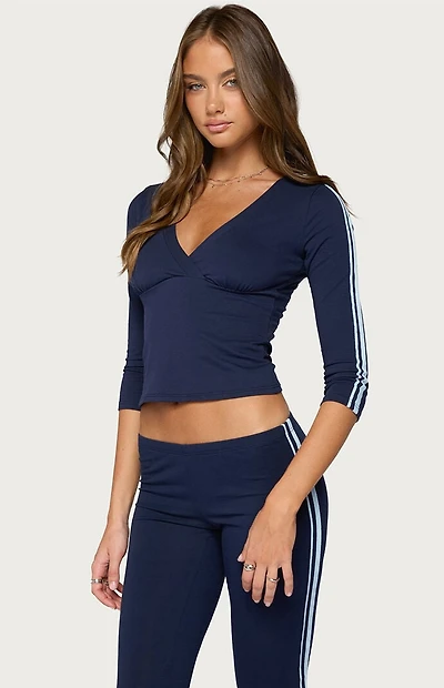 Edikted Danie Stripey Three-Quarter Sleeve Top