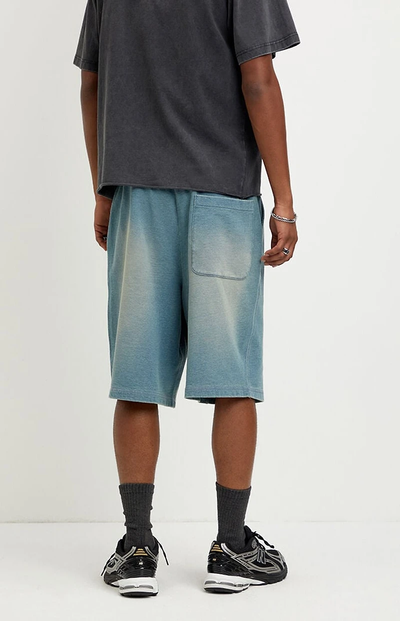 Pacsun Washed Blue Fleece Baggy Sweat Shorts