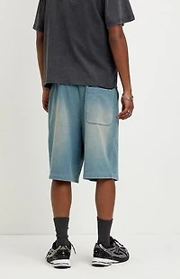 Pacsun Washed Blue Fleece Baggy Sweat Shorts