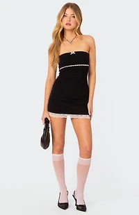Edikted Miri Lace Trim Mini Dress