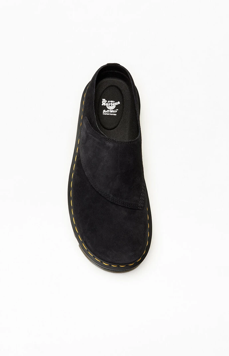 Dr Martens Black Zebzag Suede Anywair Platform Mules