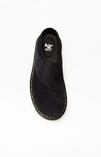Dr Martens Black Zebzag Suede Anywair Platform Mules