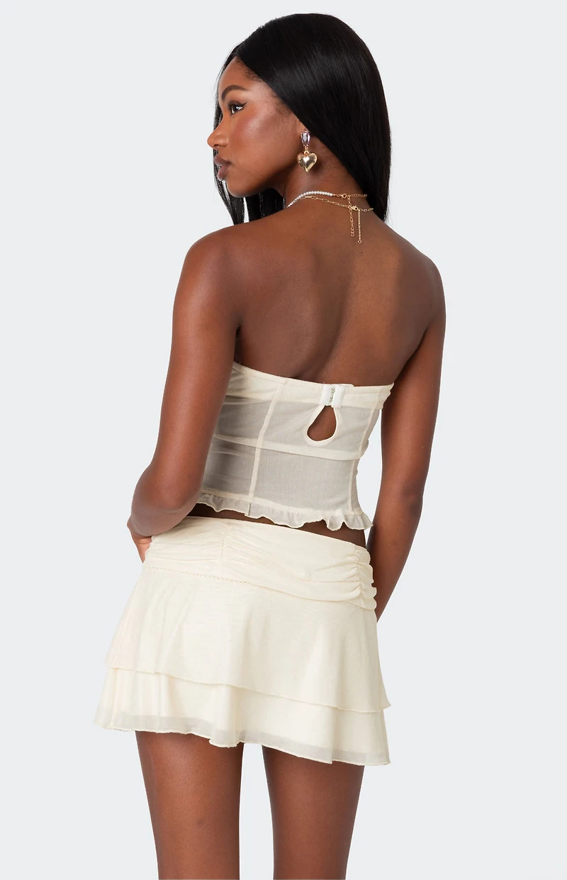 Edikted Jojo Strapless Sheer Mesh Corset